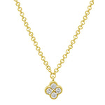14k Gold Clover Diamond Necklace