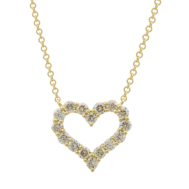 14k Gold Diamond Open Heart Necklace