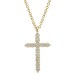 14K Yellow Gold & Diamond Cross Necklace