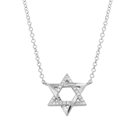 14K Gold & Diamond Star Of David Necklace