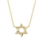 14K Gold & Diamond Star Of David Necklace