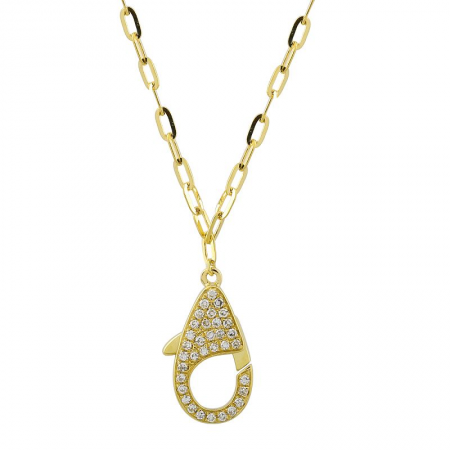 14k Yellow Gold Diamond Lobster Clasp Necklace