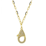 14k Yellow Gold Diamond Lobster Clasp Necklace