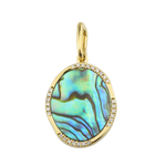 14k Yellow Gold, Abalone, Diamond Irregular Oval Charm
