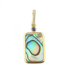 14k Yellow Gold, Abalone, Sapphire, & Diamond Charm