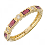 14k Yellow Gold Ruby & Diamond Multi-Shape Ring