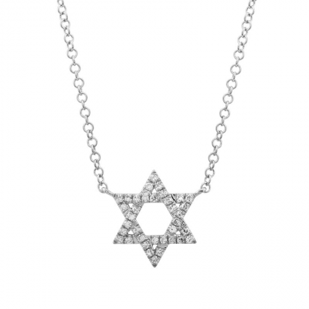 14K Gold Pave Diamond Star of David Necklace