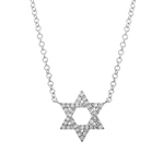 14K Gold Pave Diamond Star of David Necklace