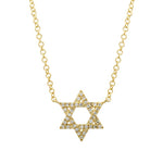 14K Gold Pave Diamond Star of David Necklace