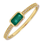14k Yellow Gold Emerald & Diamond Ring