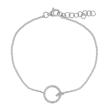 14k Gold Open Circle Diamond Bracelet