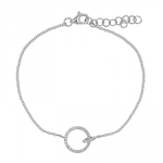 14k Gold Open Circle Diamond Bracelet