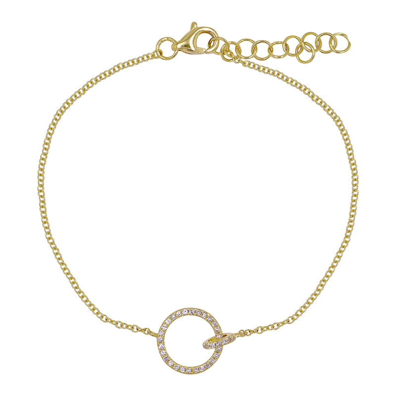 14k Gold Open Circle Diamond Bracelet