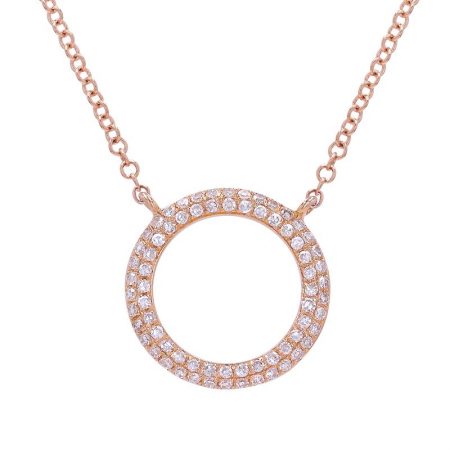 14k Gold Diamond Open Circle Necklace