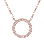 14k Gold Diamond Open Circle Necklace