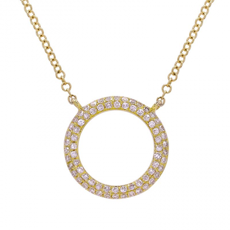 14k Gold Diamond Open Circle Necklace