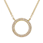 14k Gold Diamond Open Circle Necklace