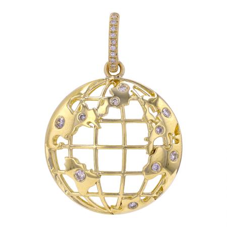 14K Yellow Gold & Diamond Earth Pendant