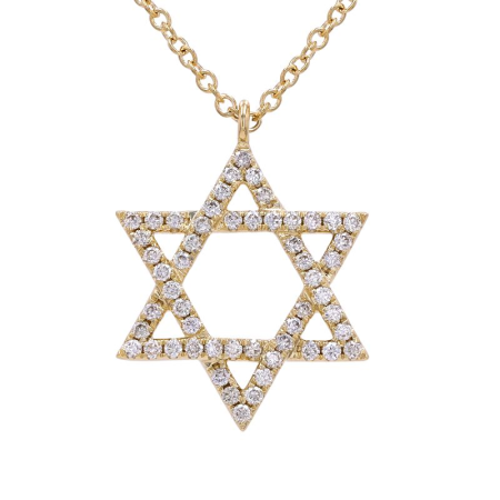 Large 14K Yellow Gold & Diamond Star of David Pendant