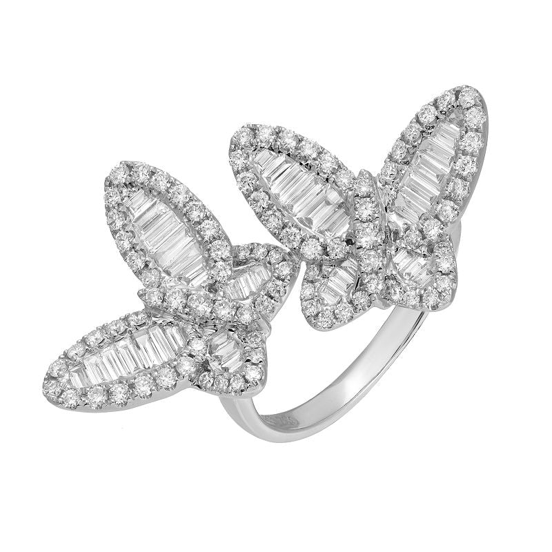 18K White Gold Diamond Butterfly Ring