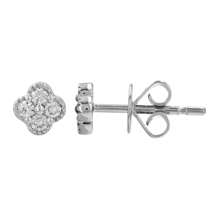 14K Mini Diamond Clover Studs