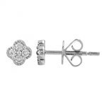 14K Mini Diamond Clover Studs