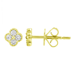 14K Mini Diamond Clover Studs