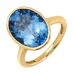 14K Yellow Gold Blue Topaz Cocktail Ring