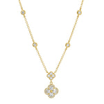 14k Gold Diamond Clover Necklace