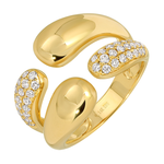 14K Yellow Gold Diamond Double Open Ring