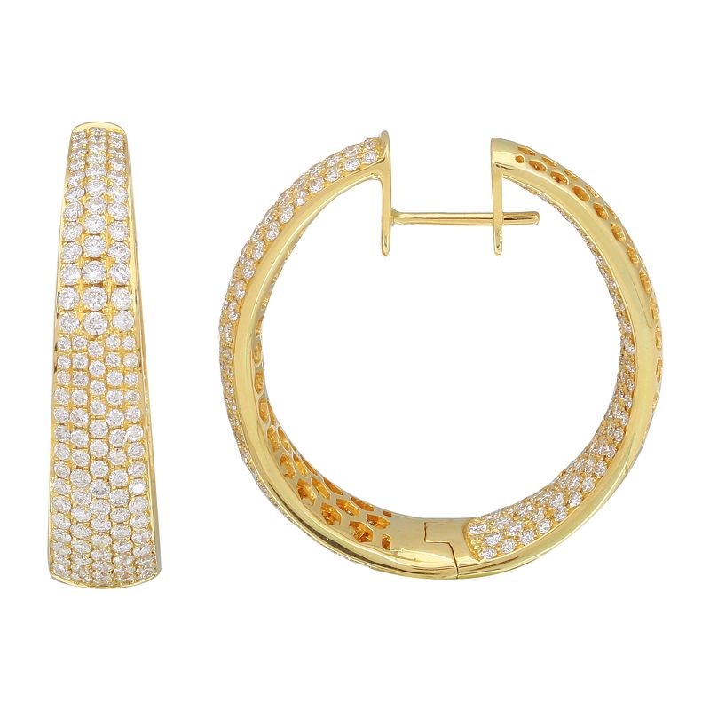 14k Gold In & Out Diamond Hoops