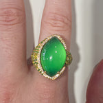 14K Yellow Gold, Green Garnet, Tsavorite, & Peridot Statement Ring