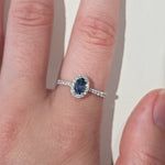14K White Gold, London Blue Topaz, & Diamond Halo Ring
