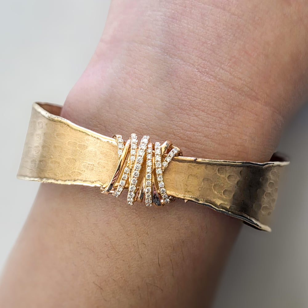 14K Yellow Gold Diamond Wrap Around Cuff