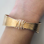 14K Yellow Gold Diamond Wrap Around Cuff