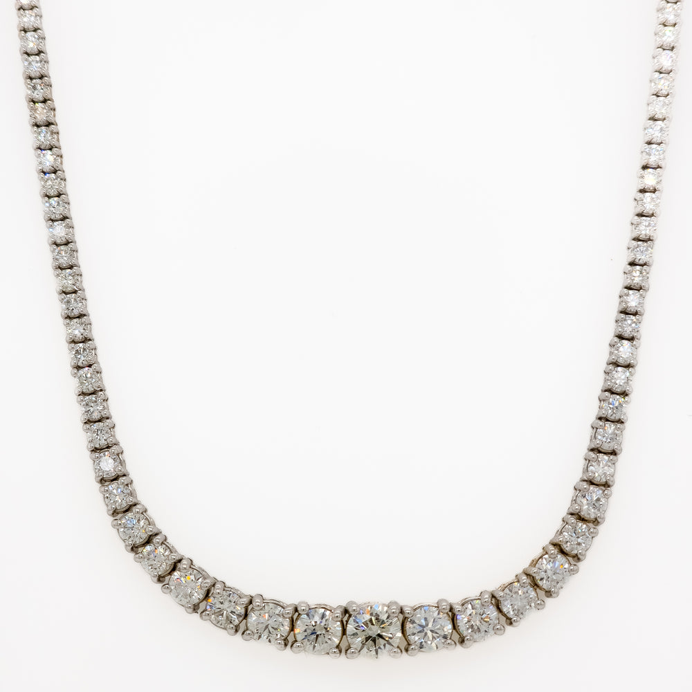 14K White Gold Graduated Diamond Tennis Necklace