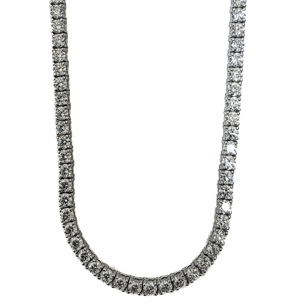 13.46CT 14K White Gold Diamond Tennis Necklace