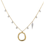 14K Yellow Gold & Diamond Open Circle Dangle Necklace