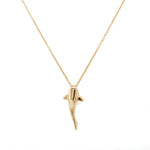 14K Yellow Gold Shark Pendant Necklace