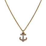 14K Yellow Gold & Diamond Anchor Necklace