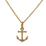14K Yellow Gold & Diamond Anchor Pendant