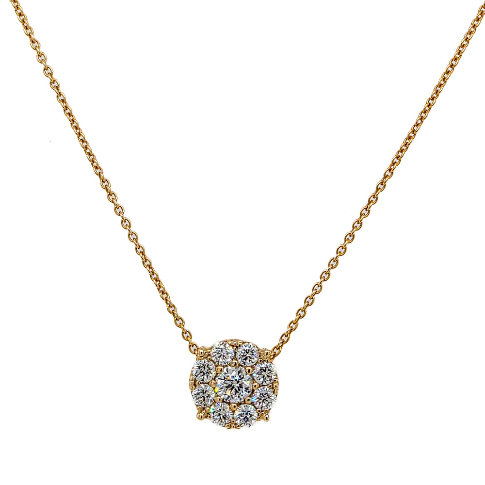 14K Yellow Gold Diamond Cluster Pendant