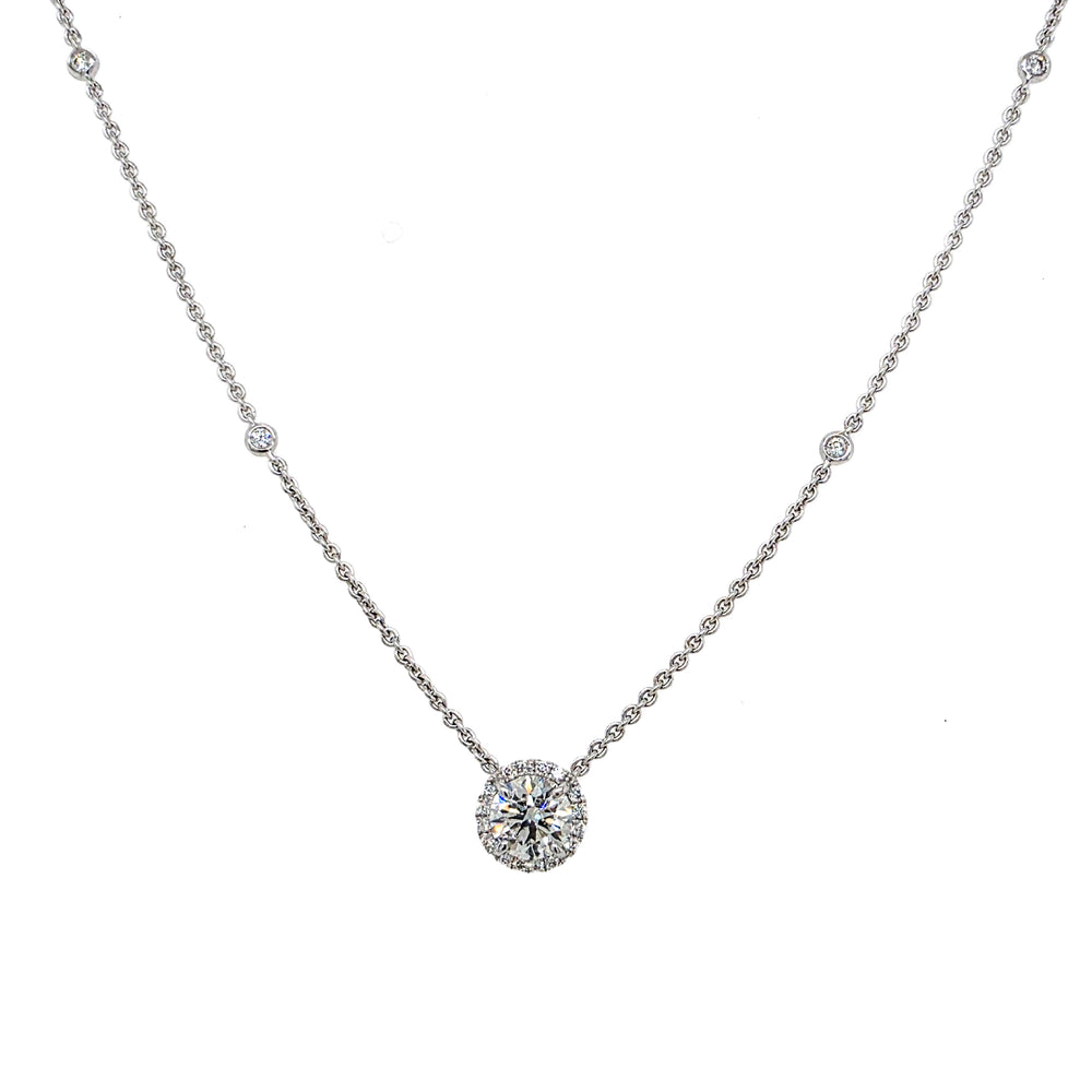 18K White Gold Diamond Halo Pendant