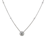 18K White Gold Diamond Halo Pendant