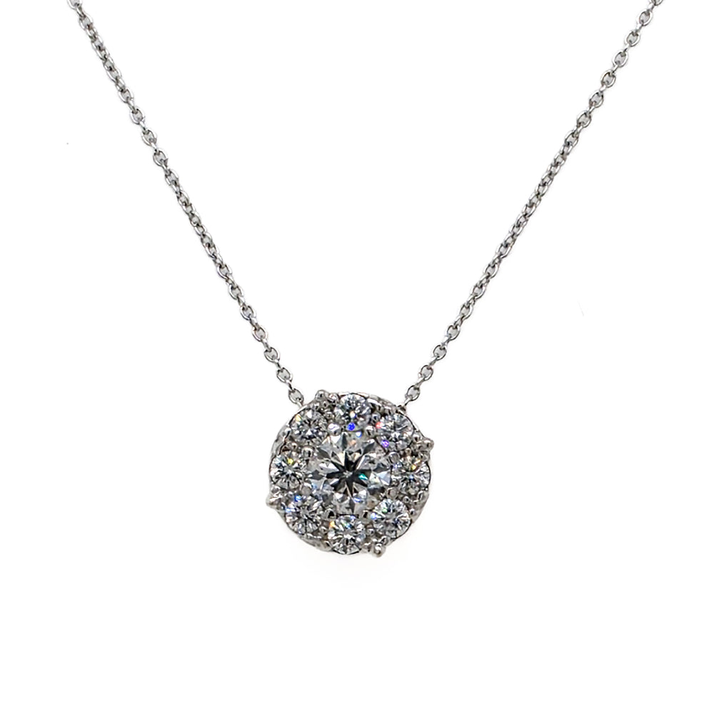 1.50CT 14K White Gold Diamond Cluster Pendant