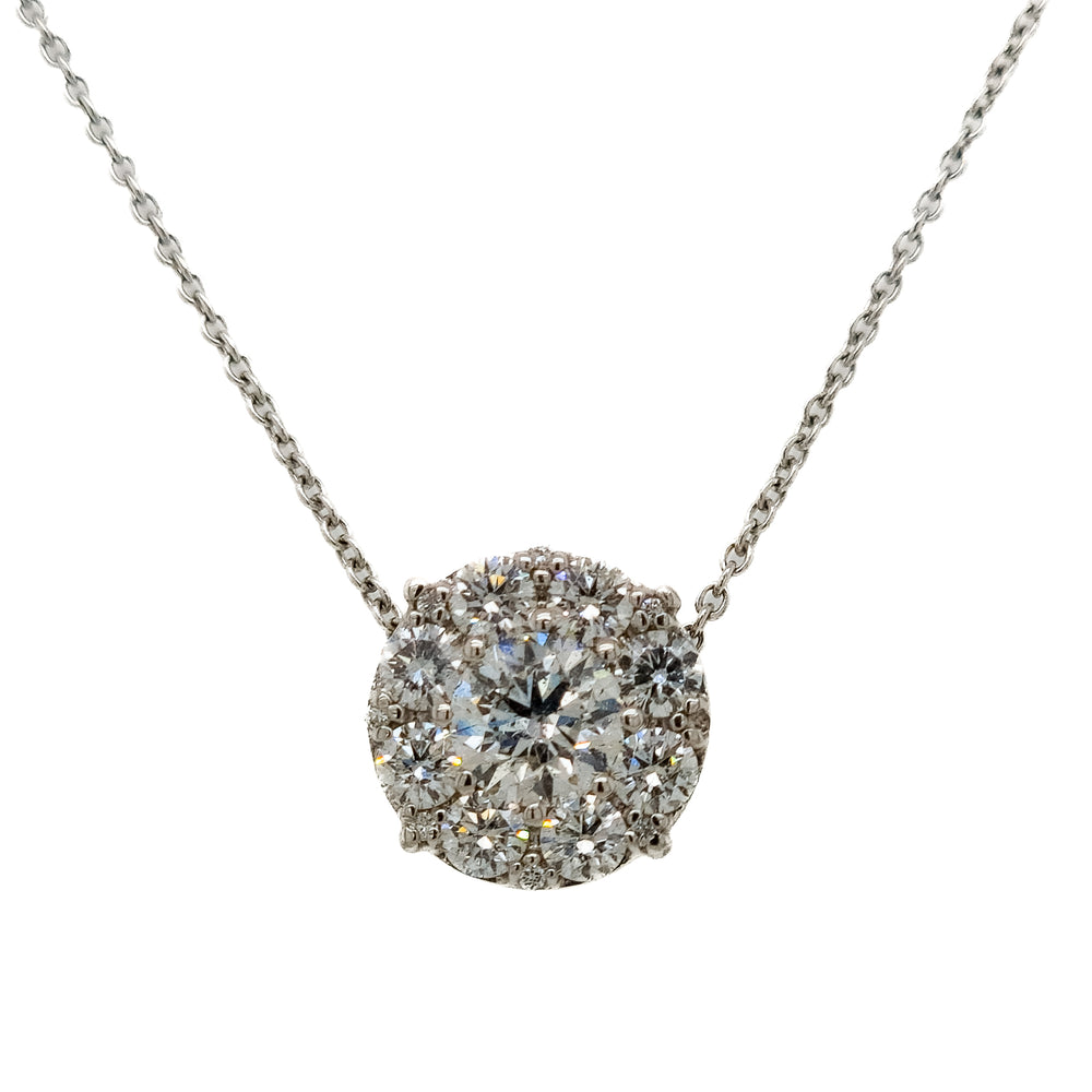 1.62CT 14K White Gold Diamond Cluster Pendant