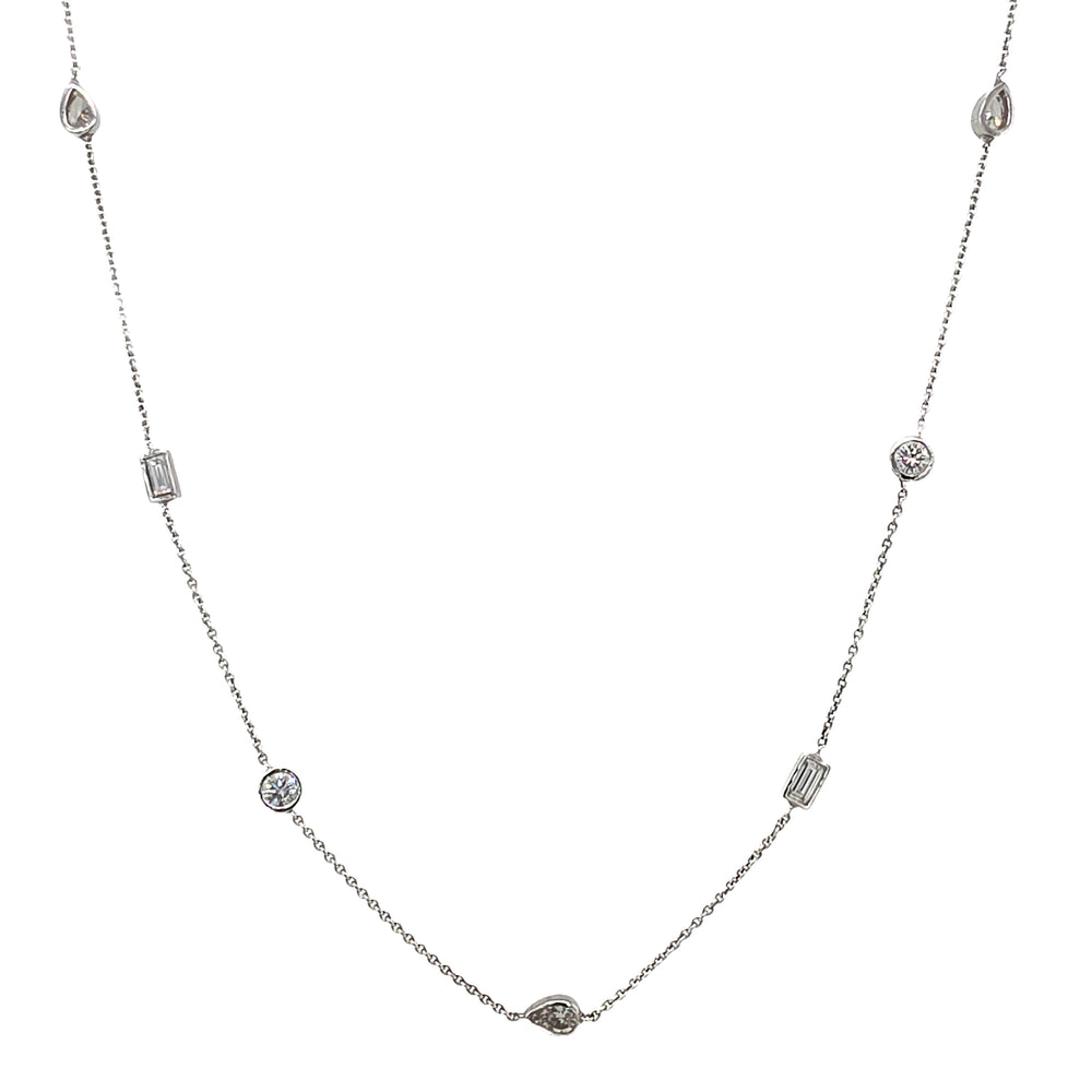 14K White Gold Multi-Shape Diamond By The Yard Necklace