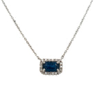 14K White Gold, Diamond, & Sapphire Necklace