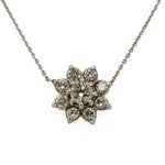 14K White Gold Diamond Flower Pendant
