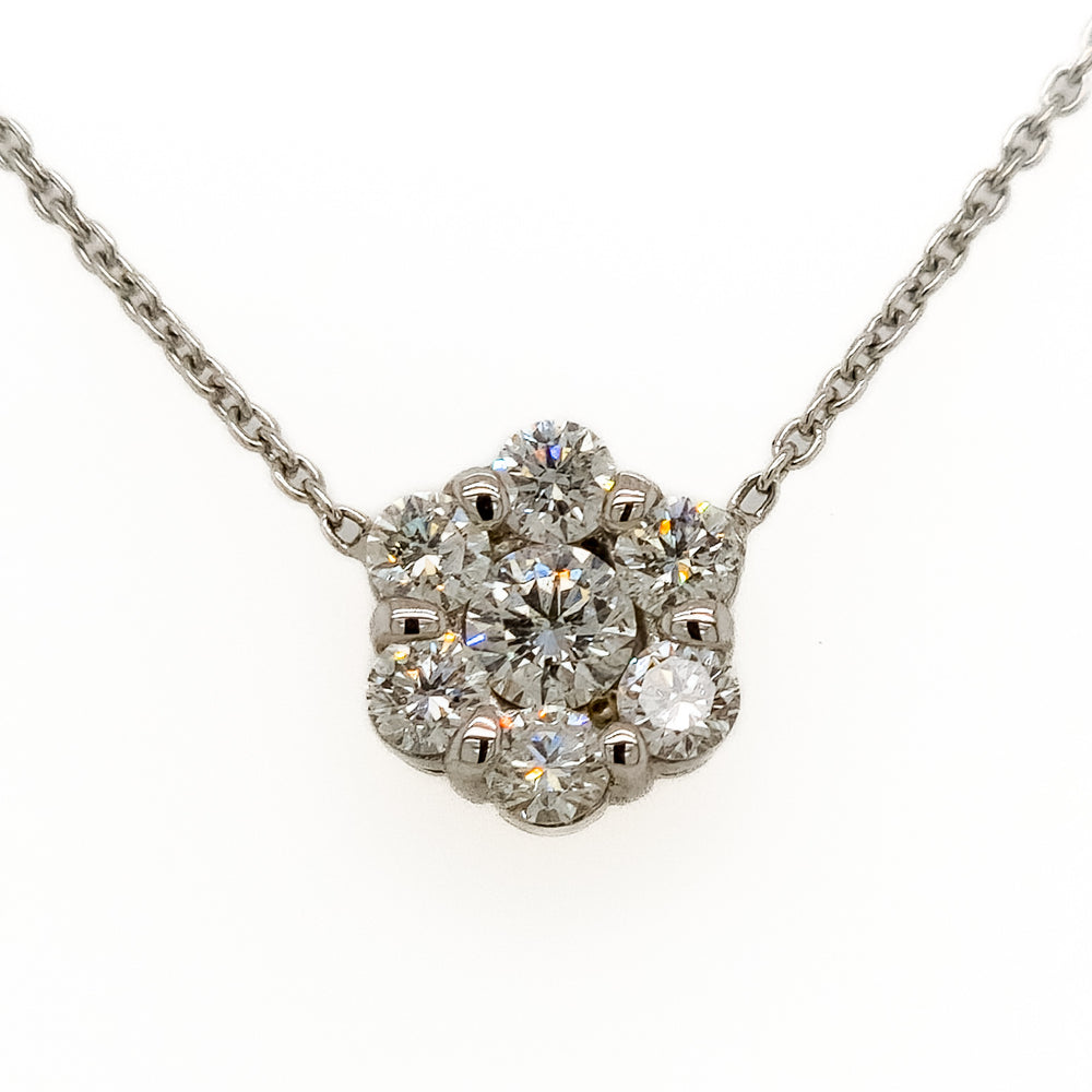 .80CT 14K White Gold & Diamond Cluster Pendant